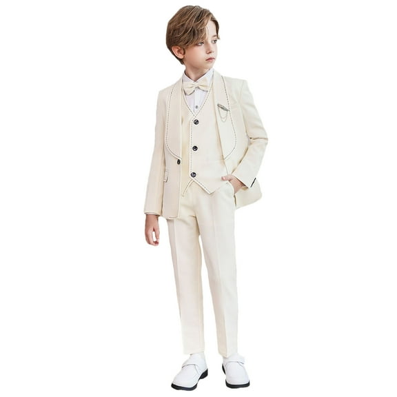 Boys’ Formal Suit 6 Piece Set, Toddler Tuxedos for Wedding, Suits for Teens Boy Dress School Clothes