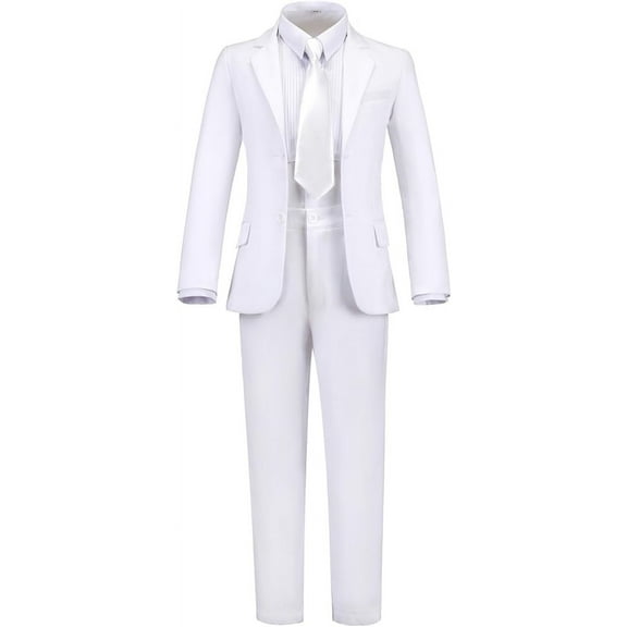 Boys Formal Suit Set 4 Pieces Kids Tuxedo Ring Bearer Outfit