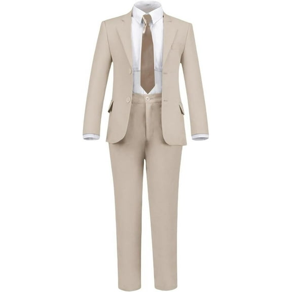 Boys Formal Suit Set 4 Pieces Kids Tuxedo Ring Bearer Outfit