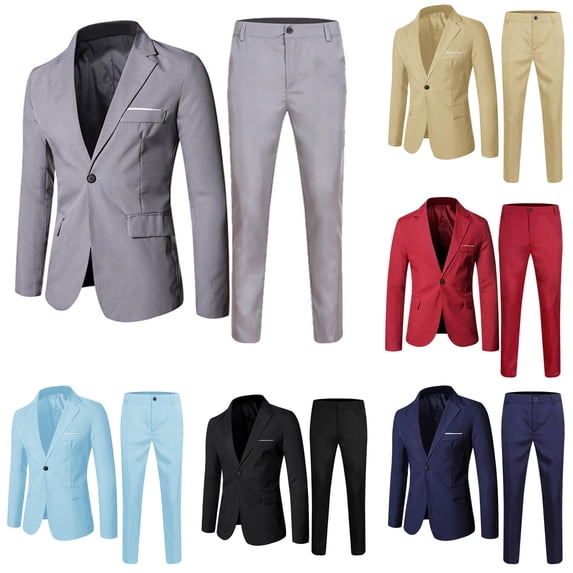Boys Formal Suit Set Long Sleeve Coat and Trousers 2-Piece Wedding Outfit