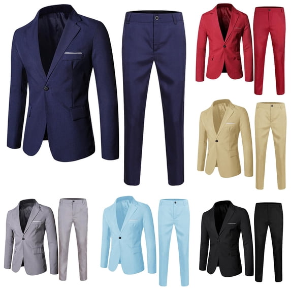 Boys Formal Suit Set Long Sleeve Coat and Trousers 2-Piece Wedding Outfit