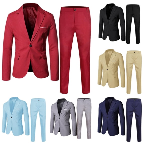 Boys Formal Suit Set Long Sleeve Coat and Trousers 2-Piece Wedding Outfit
