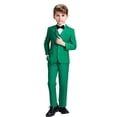 thumbnail image 1 of Boys Formal Suit Set Slim Fit Boy Suit Wedding Suit Ring Bearer Suit Green Adjustable Waist 4T, 1 of 5