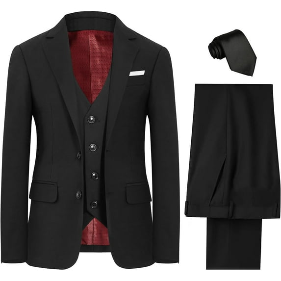 Boys' Formal Suit Set, with Suspenders, Double Vents, Adjustable Waist