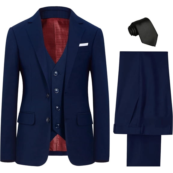 Boys' Formal Suit Set, with Suspenders, Double Vents, Adjustable Waist