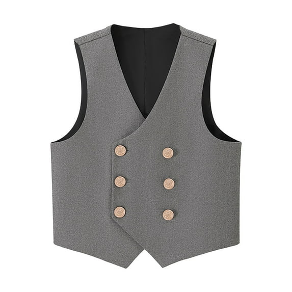 Boys Formal Suit Vest Double 4 Button Stylish Wedding Party Jacket for Kids Toddler
