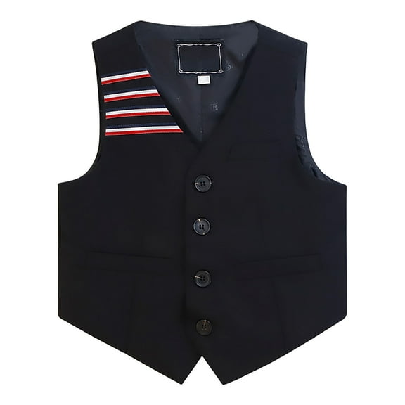 Boys Formal Suit Vest Kids 3 Button Adjustable Back Strap Toddler Vests