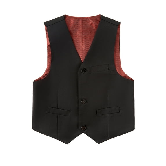 Boys' Formal Suit Vest Sleeveless Single-Breasted Waistcoat Adjustable Back Strap,Wedding Graduation Party Vest