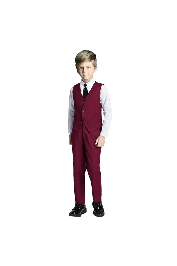 Boys Formal Suits Boys' Suits Toddler Burgundy Dressy Outfit Set Boys Dress Clothes Easter Outfit Size 5