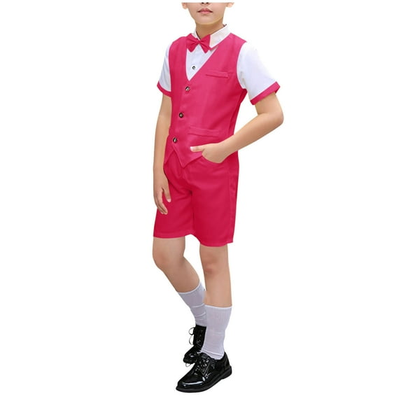 Boys Formal Suits Formal Dresswear Vest Pants Dress Shirt and Tie for Dress Clothes Wedding Outfit Graduation Suit