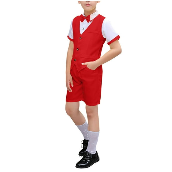 Boys Formal Suits Formal Dresswear Vest Pants Dress Shirt and Tie for Dress Clothes Wedding Outfit Graduation Suit