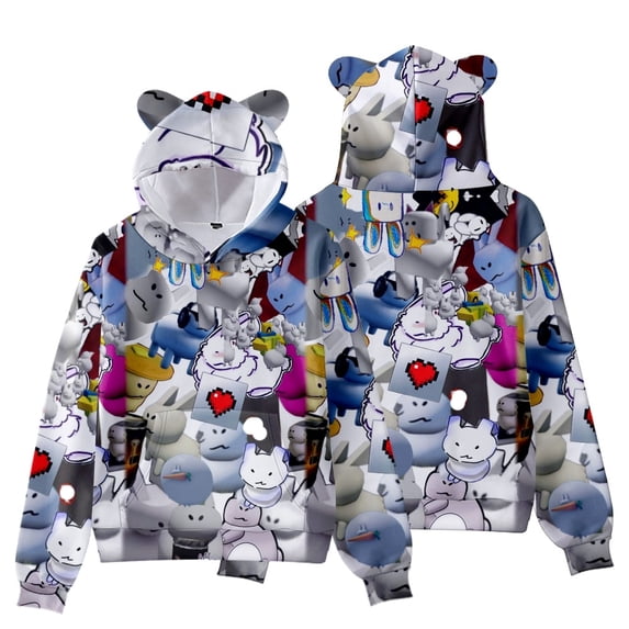 Boys Forsaken Gubby 3D Figure Printed Sweatshirt Kids Funny Cute Rabbit Gubby Cat's Ear Shaped Hoodie