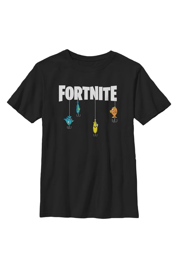 Boys Fortnite Fishing Lure White Logo T Shirt