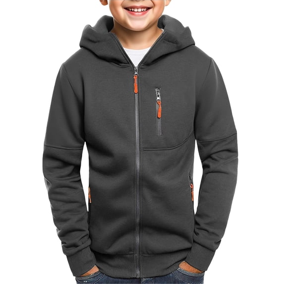 Boys Full Zip Hoodie Jacket Kids Lightweight Long Sleeve Hooded Sweatshirt Jackets Kids Fashion Casual Athletic Windcoat