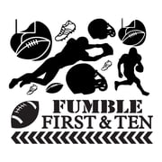 Boys Fumble First & Ten Active Sports Wall Decal Decoration Football Athlete Stuffs Sports Lovers Decal Lasts Years and Easily Removable - Size 10 InW x 9 InH