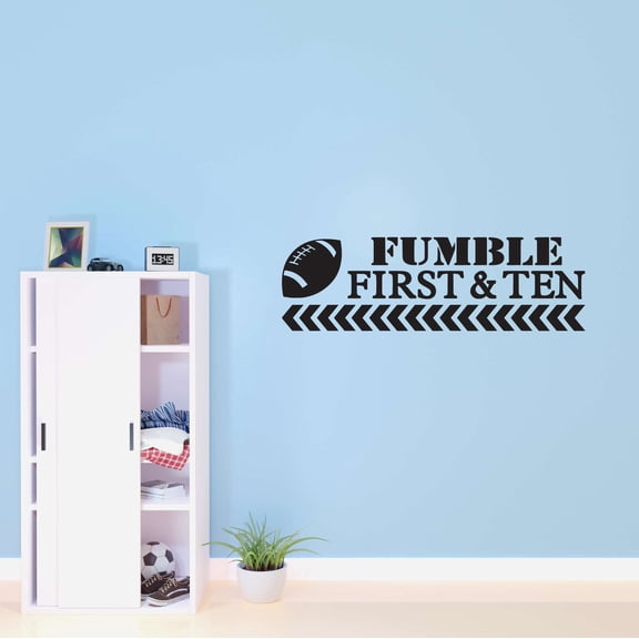 Boys Fumble First & Ten Active Sports Wall Decal Decoration Sports Football Sports Game Vinyl Wall Art Lasts Years and Easily Removable - Size: 10 In(W) x 3 In(H)