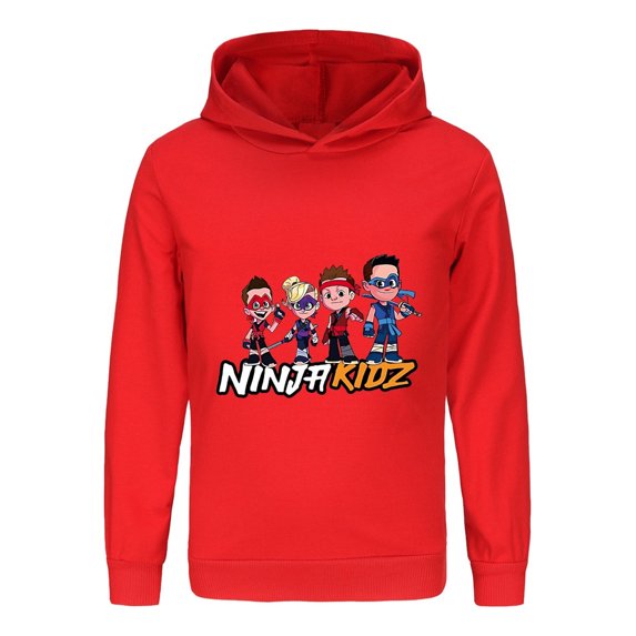 Boys Fun Ninja Hoodie for Kids –Cartoon Themed Sweatshirt with Bold Graphic, Long Sleeve Pullover Top