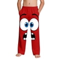 thumbnail image 1 of Boys Funny Face Print Joggers Elastic Waist Pockets Stretchy Polyester Spandex Pants 4-14 Red,Size 4 T, 1 of 9