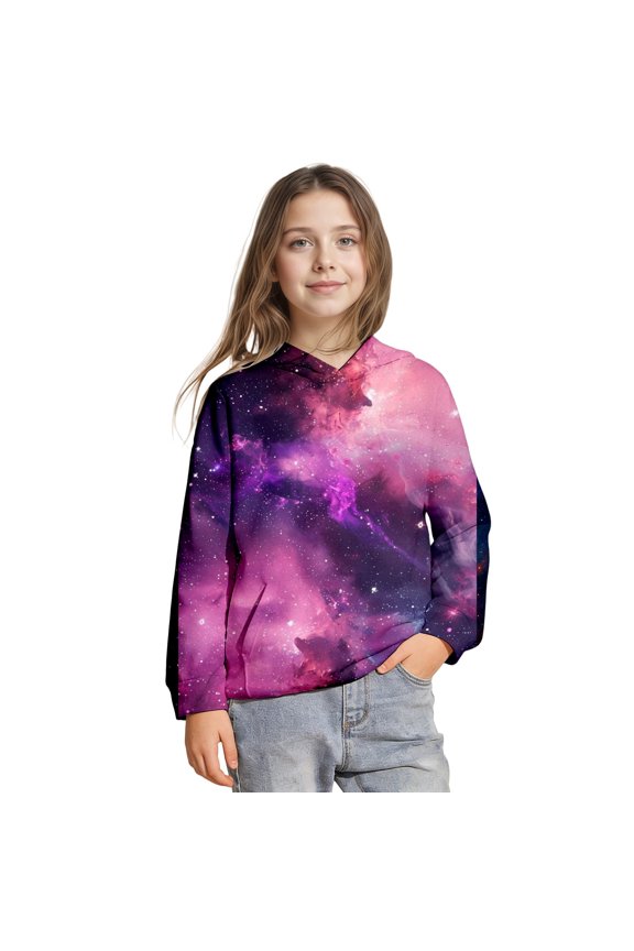Boys Galaxy Print Pullover Hoodie Long Sleeve Casual Sweatshirt with Pocket Kids Clothes