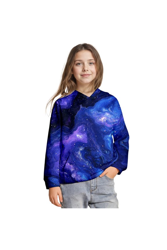 Boys Galaxy Print Pullover Hoodie Long Sleeve Casual Sweatshirt with Pocket Kids Clothes