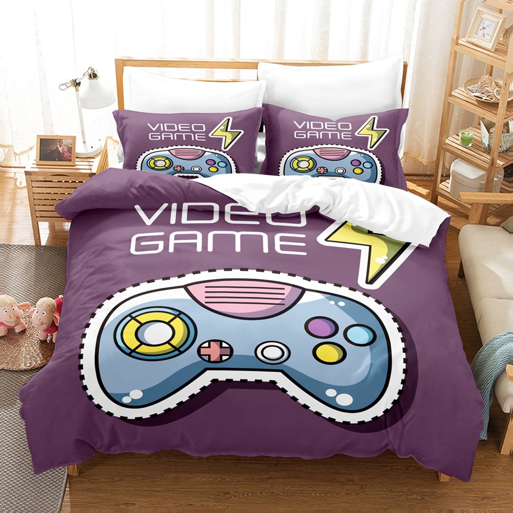 Boys Game Comforter Set Twin Size,Gamepad Bedding Set Kids Young Man