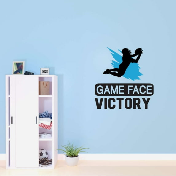 Boys Game Face Victory Active Sports Wall Decal Decoration Sports Athlete Game Vinyl wall Decor Decal Lasts Years and Easily Removable - Size: 36 In(W) x 40 In(H)