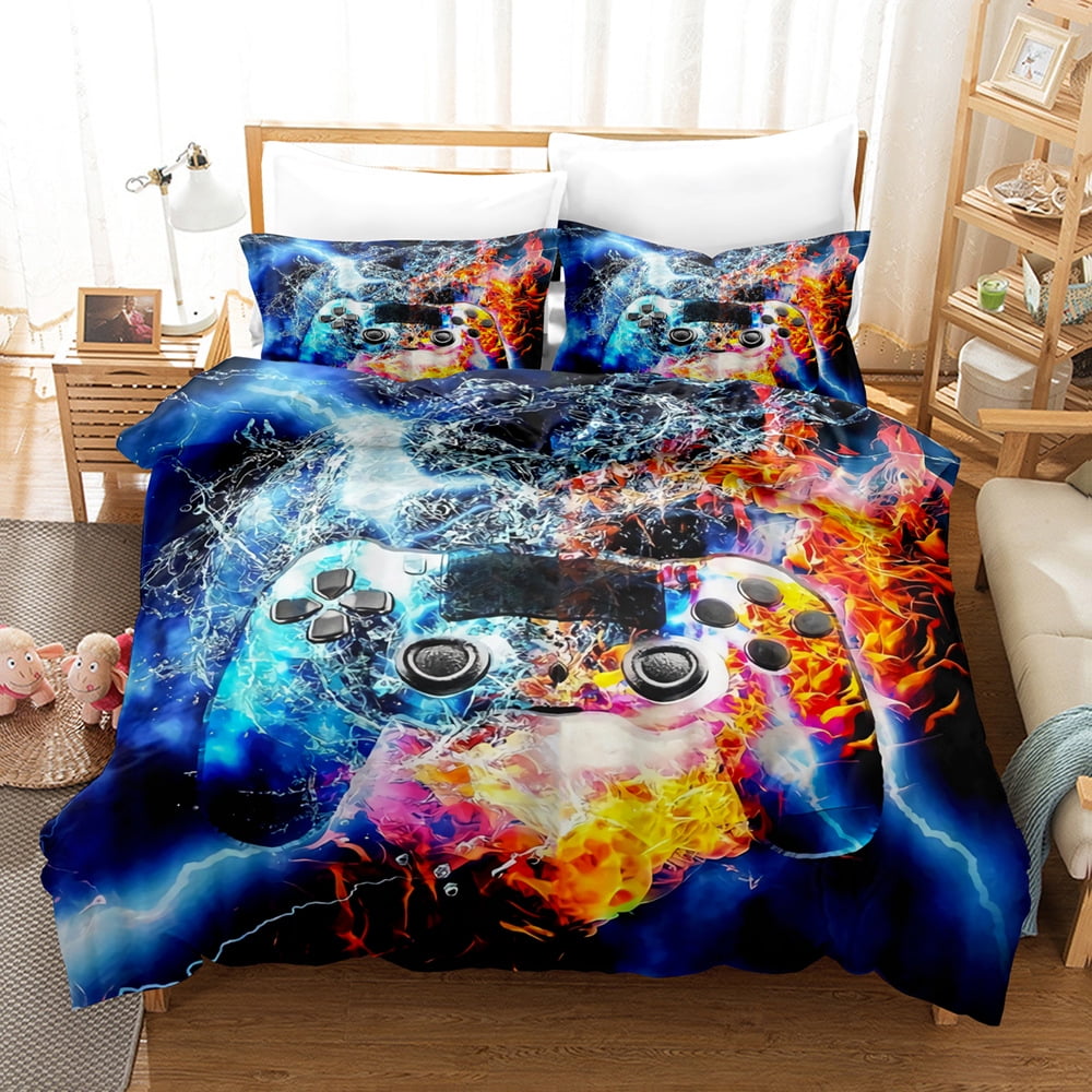 Boys Gamepad Duvet Cover Twin Size,Play Gamer Bedding Set Kids Young