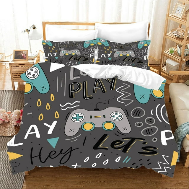 Boys Gamer Soft Reversible Duvet Cover,Kids Gaming Gamepad Bedding Set