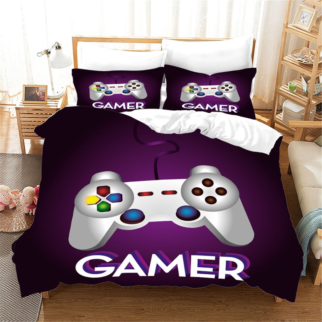 Boys Gamer Soft Reversible Duvet Cover,Kids Gaming Gamepad Bedding Set