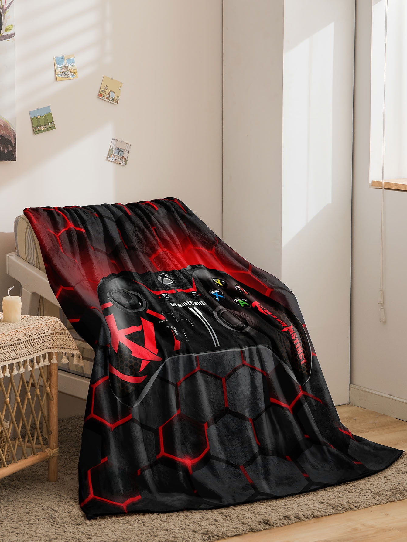 Boys Games Fleece Blankets,Gaming Player Throw Blanket for Kids Teen