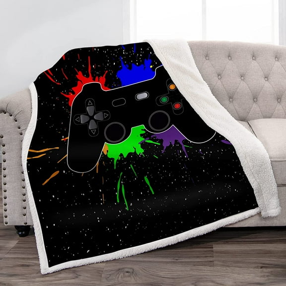 Boys Games Throw Blanket - Cozy Warm Gaming Player Sherpa Blanket for Kids Teens Men Christmas Birthday Gifts, Video Game Gamer Bed Blanket for Couch Sofa Bedroom Room Decor 50"x60"