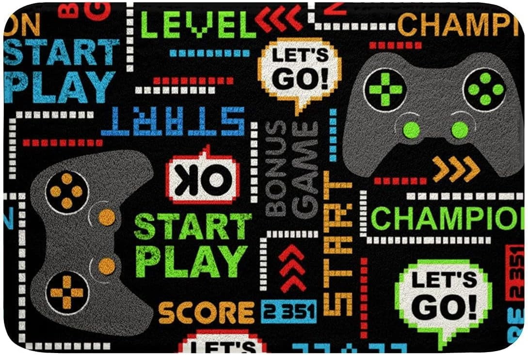 Boys Gaming Bathroom Rugs Mats,Non Slip Bath Rug for Shower Bathroom