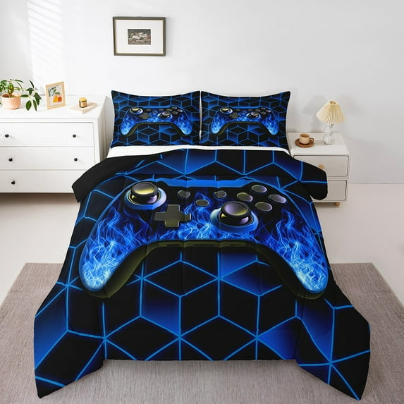 Gaming Bedding Sets King with Comforter,Duvet Insert,Microfiber 3 Pcs