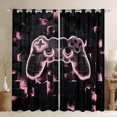 thumbnail image 1 of Gaming 30%-50% Blackout Curtains Gamer Curtains Pink Geometry Honeycomb Print Bedroom Curtains,Gamepad Controller Decor Window Curtains Modern Abstract Plaid Curtains,2 Panels 52"Wx84"L, 1 of 5