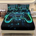 thumbnail image 1 of Boys Gaming Fitted Sheet Set Twin Size,Green Gamepad Printed Kids Bedding Set 3Pcs,3D Video Game Controller Fitted Sheet with 2 Pillowcases, 1 of 7