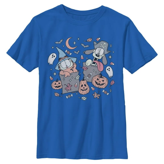 Boys Garfield Orange Cat and Odie Trick Or Treat T Shirt