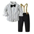 thumbnail image 1 of Boys Gentleman Outfits Set, Toddler Dress Shirt with Bowtie + Suspender Pants, Baby Boy Clothes Suits, 6 Months-7 Years, 1 of 14