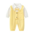 thumbnail image 1 of Boys Gentleman Romper Jumpsuit Long Sleeve Bowtie formal Tuxedo Suit, 1 of 2