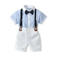 thumbnail image 1 of Boys Gentlemen's Clothing Summer Short Sleeve Top Bib Shorts Tie Four-piece Set Boys Toddler Dress Suit Baby Boys Gentleman Bowtie, 1 of 9
