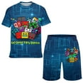 thumbnail image 1 of Boys Geometry Dash Geometry Dash Geometry Dash Short Sleeve Mesh T-Shirt And Shorts Outfit Set Summer Clothes Set for Kids, 1 of 7