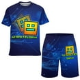 thumbnail image 1 of Boys Geometry Dash Geometry Dash Geometry Dash Short Sleeve Mesh T-Shirt And Shorts Outfit Set Summer Clothes Set for Kids, 1 of 7