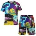 thumbnail image 1 of Boys Geometry Dash Short Sleeve Mesh T-Shirt And Shorts Outfit Set Summer Clothes Set for Kids, 1 of 7