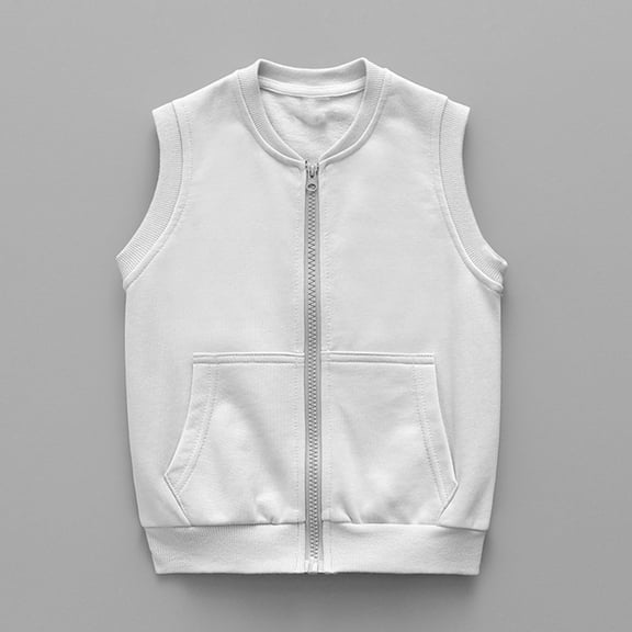 Boys GirCotton Jacket Ligntweight Plain Vest Full Zipper Sleeveless