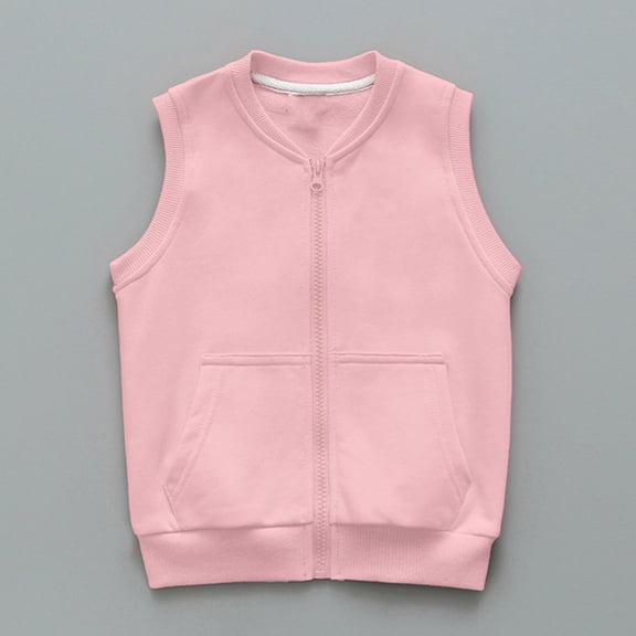 Boys GirCotton Jacket Ligntweight Plain Vest Full Zipper Sleeveless