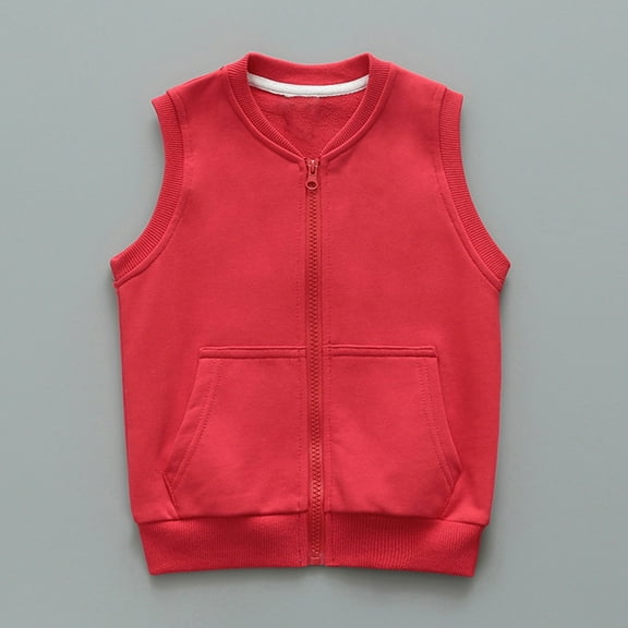 Boys GirCotton Jacket Ligntweight Plain Vest Full Zipper Sleeveless