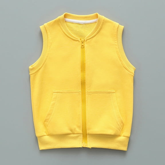 Boys GirCotton Jacket Ligntweight Plain Vest Full Zipper Sleeveless