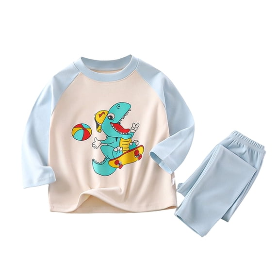 Boys Girl's 2 Piece Outfits Letter Graphic Short Sleeve Tee Tops and Pants Cute Clothing Sets Blue 2-3 Years