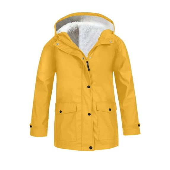 Boys Girl's Lightweight Waterproo𝐟 Fleece Lined Hoode𝐝 Softshell Rain Jacket Striped Lined Warm Windbreaker Long Coat Fall