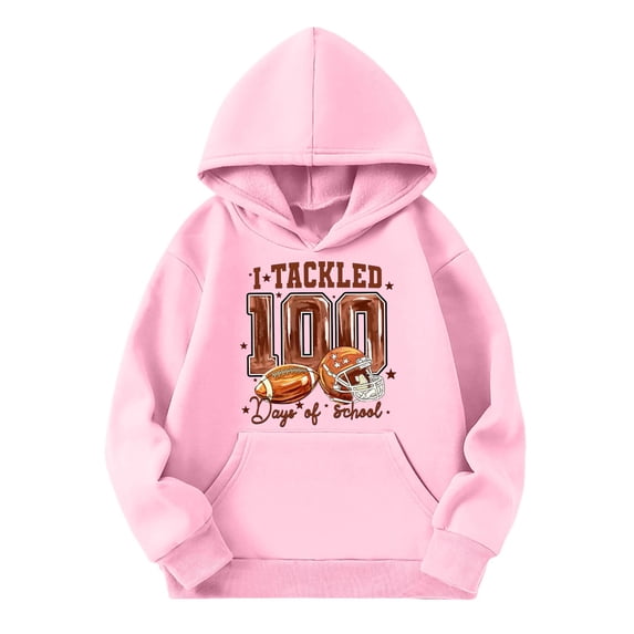 Boys Girls 100 Days of School Hoodie - Kids Letter Graphic Long Sleeve Preppy Back to School Sweatshirt