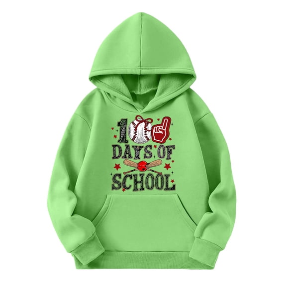 Boys Girls 100 Days of School Hoodie - Kids Letter Graphic Long Sleeve Preppy Back to School Sweatshirt